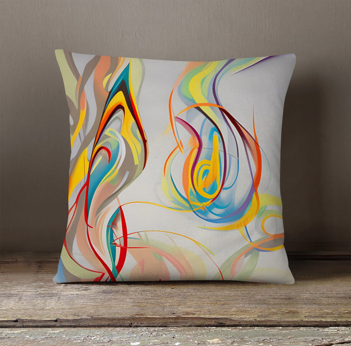Multicolor Fluid Line Abstract Pattern Throw Pillow Cover
