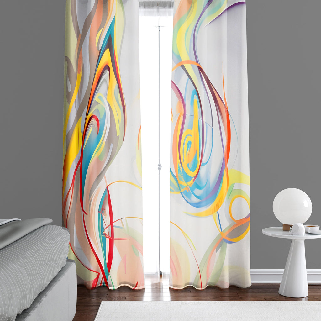 Abstract Window Curtains - Multi Color Abstract Flame Design - Deja Blue Studios