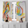 Abstract Window Curtains - Multi Color Abstract Flame Design - Deja Blue Studios