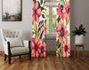 Contemporary Floral Window Curtains - Beige, Pink and Green Painted Print - Deja Blue Studios