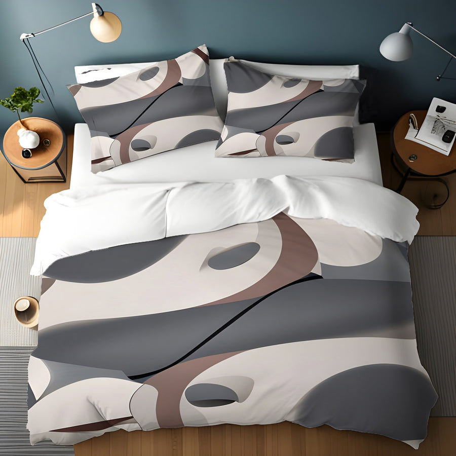 Gray Organic Shape Abstract Pattern Duvet Cover