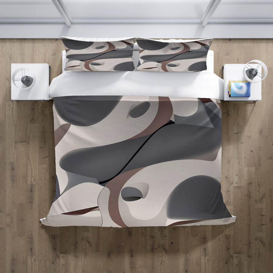 Gray Organic Shape Abstract Pattern Duvet Cover