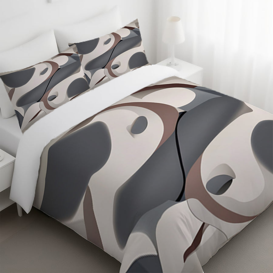 Gray Organic Shape Abstract Pattern Duvet Cover