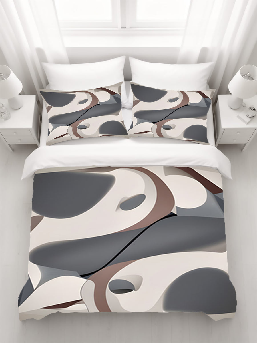 Gray Organic Shape Abstract Pattern Duvet Cover
