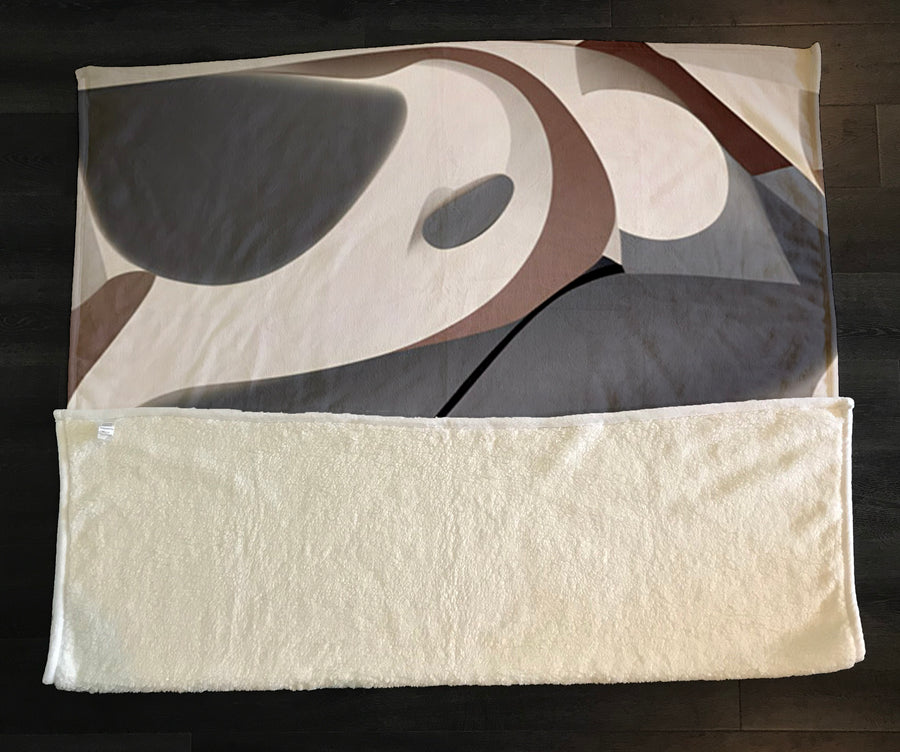 Gray Organic Shape Abstract Pattern Fleece Sherpa Blanket
