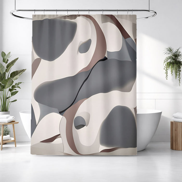 Gray Organic Shape Abstract Pattern Shower Curtain