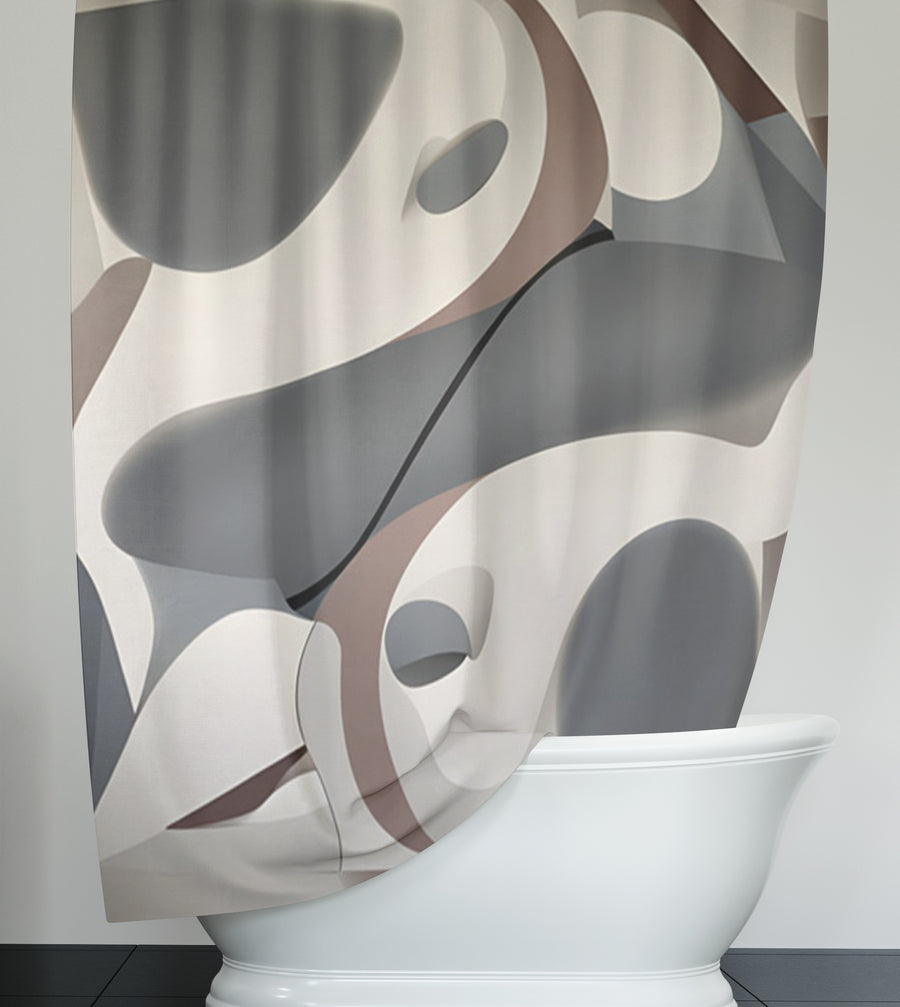 Gray Organic Shape Abstract Pattern Shower Curtain