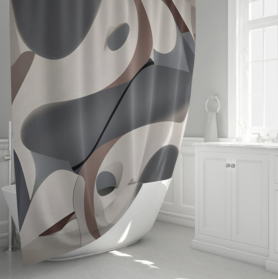 Gray Organic Shape Abstract Pattern Shower Curtain