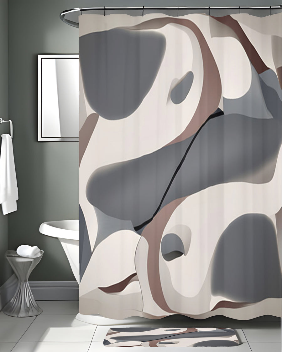 Gray Organic Shape Abstract Pattern Shower Curtain