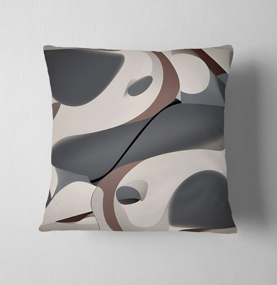 Gray Organic Shape Abstract Pattern Throw Pillow Cover