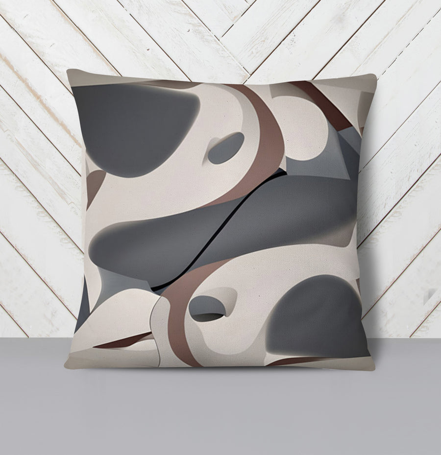 Gray Organic Shape Abstract Pattern Throw Pillow Cover
