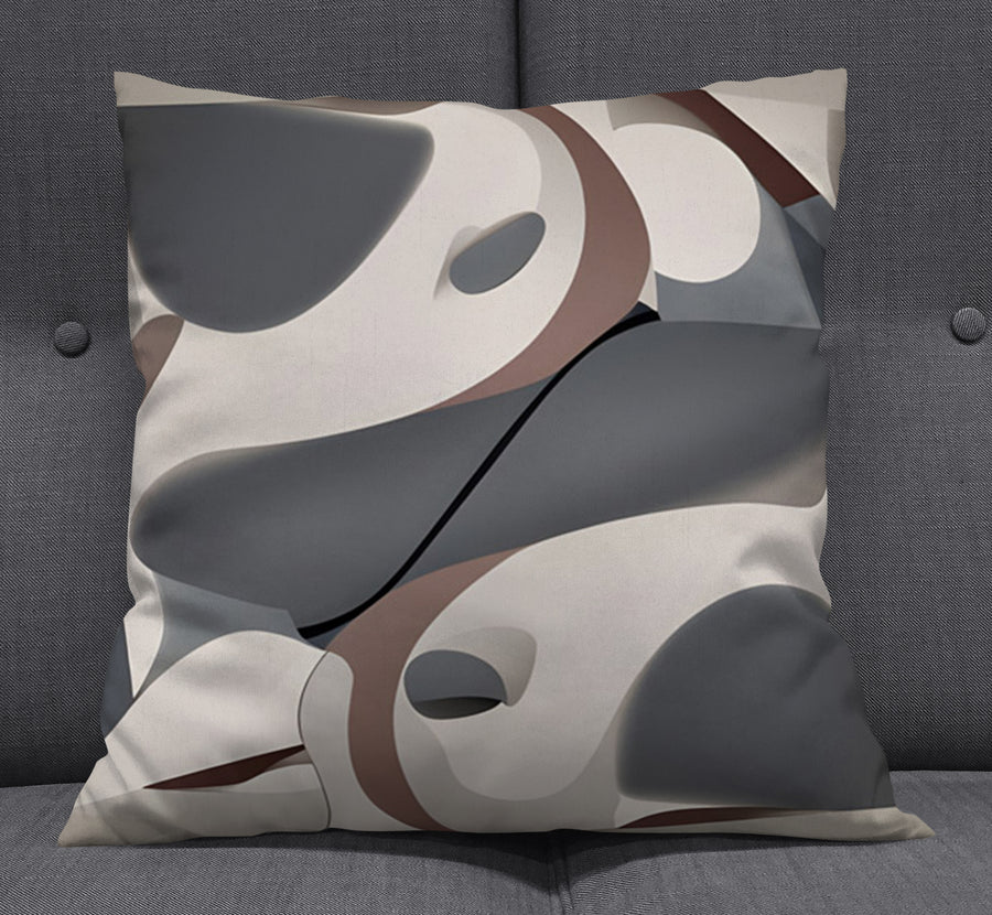 Gray Organic Shape Abstract Pattern Throw Pillow Cover