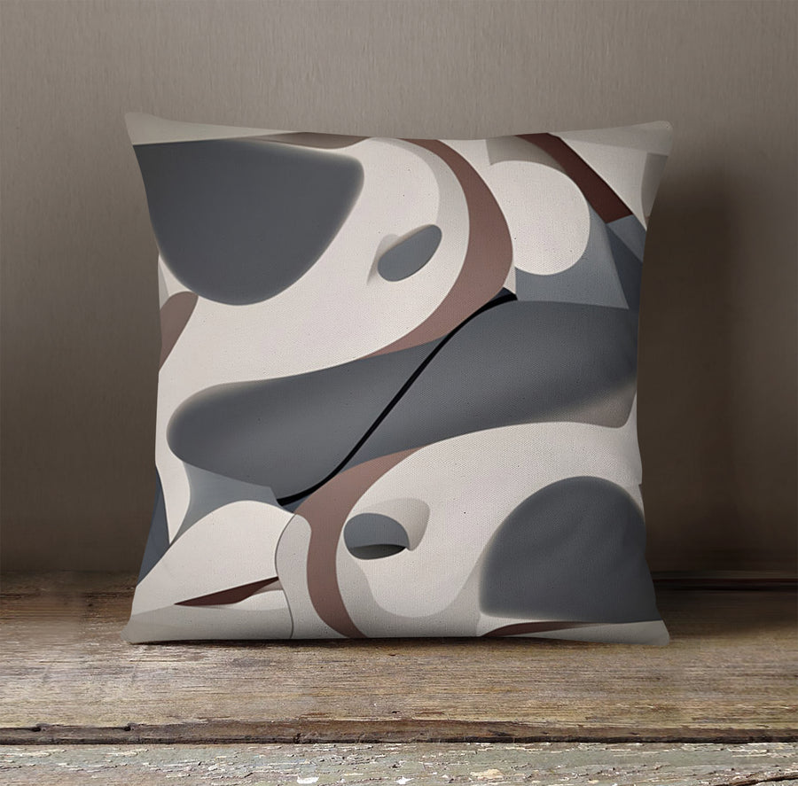 Gray Organic Shape Abstract Pattern Throw Pillow Cover