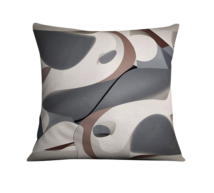 Gray Organic Shape Abstract Pattern Throw Pillow Cover