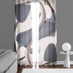 Whimsical Shapes Window Curtains - Brown, Gray, Beige Abstract Shapes - Deja Blue Studios