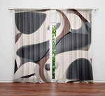 Whimsical Shapes Window Curtains - Brown, Gray, Beige Abstract Shapes - Deja Blue Studios