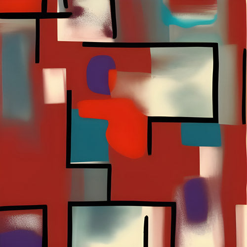 Red and Black Geometric MCM Block Pattern