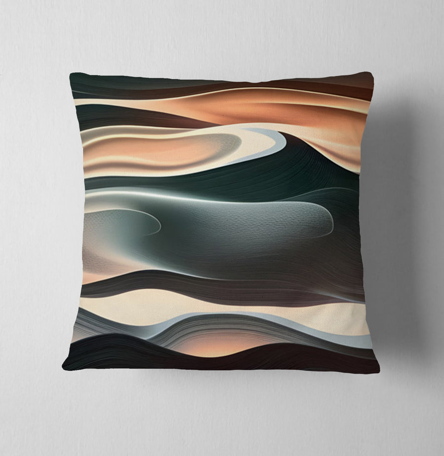 Beige and Teal Fluid Abstract Pattern Throw Pillow Cover