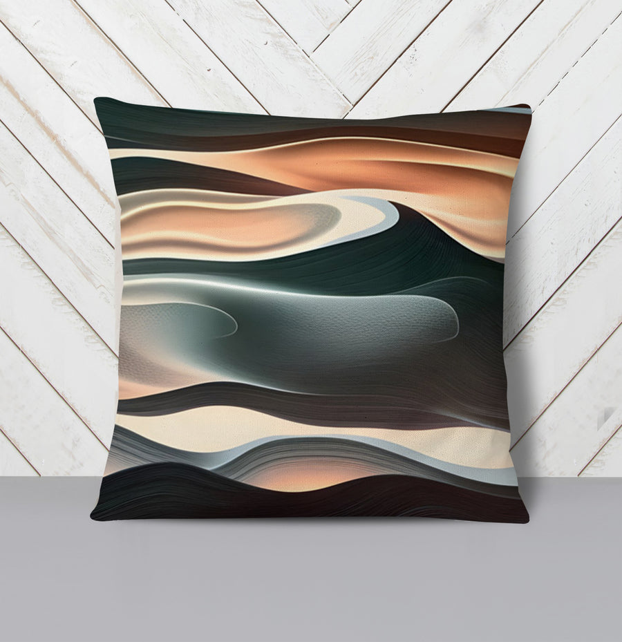 Beige and Teal Fluid Abstract Pattern Throw Pillow Cover