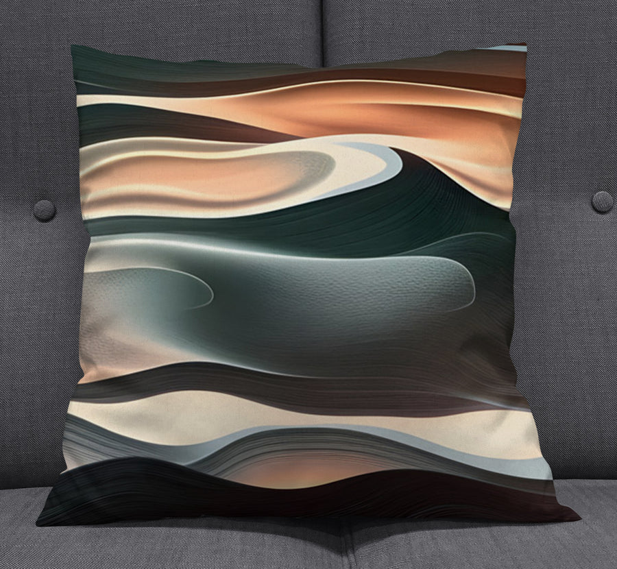 Beige and Teal Fluid Abstract Pattern Throw Pillow Cover