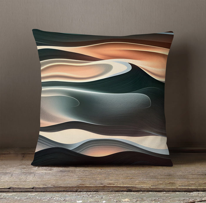 Beige and Teal Fluid Abstract Pattern Throw Pillow Cover
