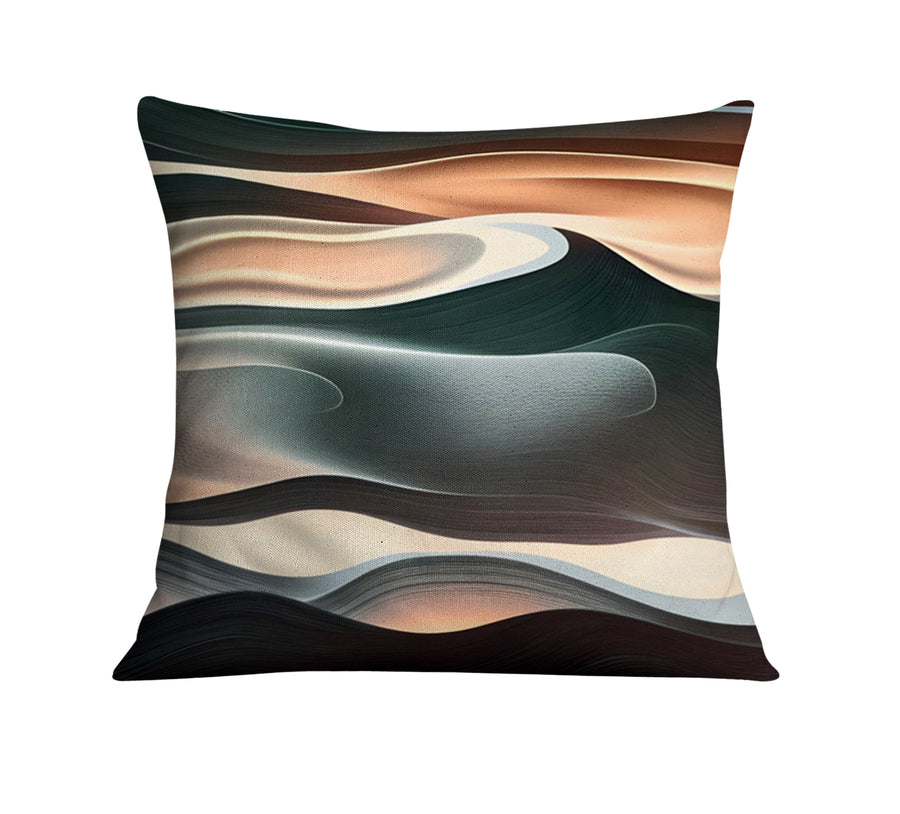 Beige and Teal Fluid Abstract Pattern Throw Pillow Cover