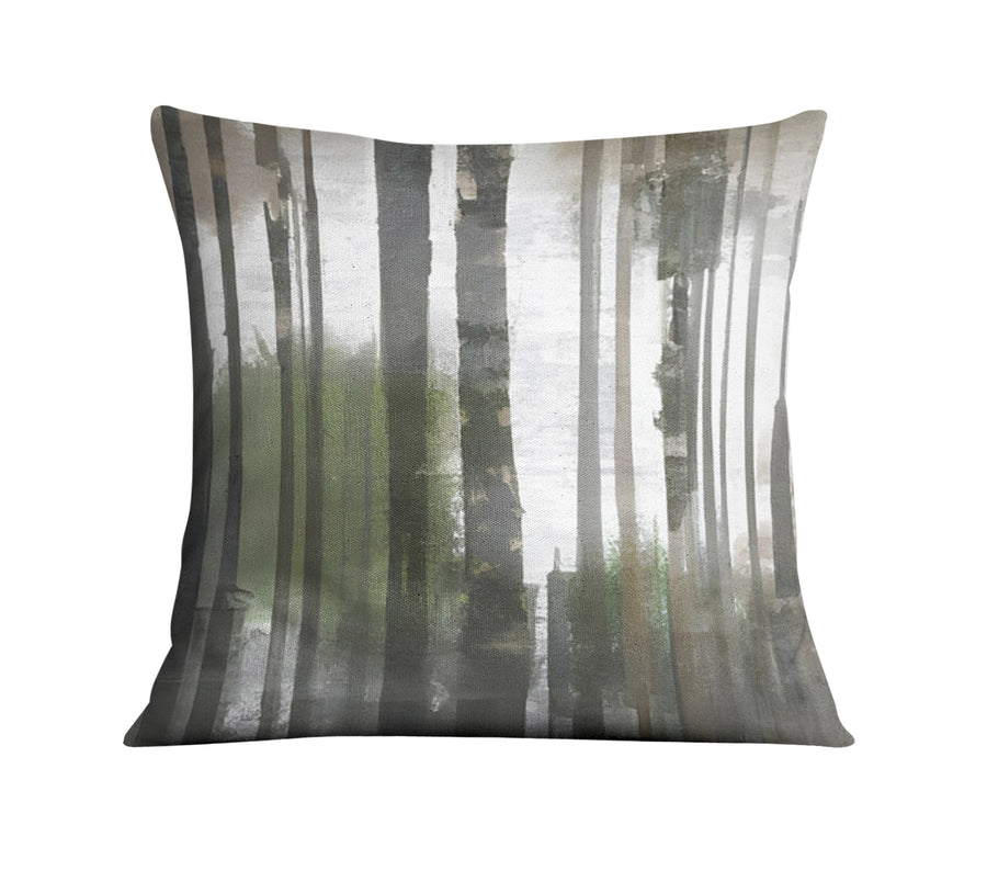 Gray Vertical Forest Blur Stripe Pattern Throw Pillow Cover
