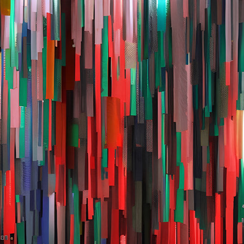 Red and Green Vertical Broken Stripe Abstract Pattern