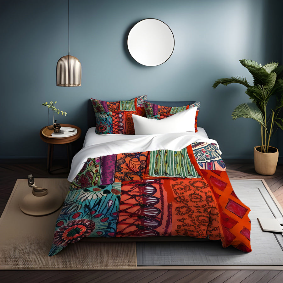 Multicolor Patchwork Textile Pattern Duvet Cover