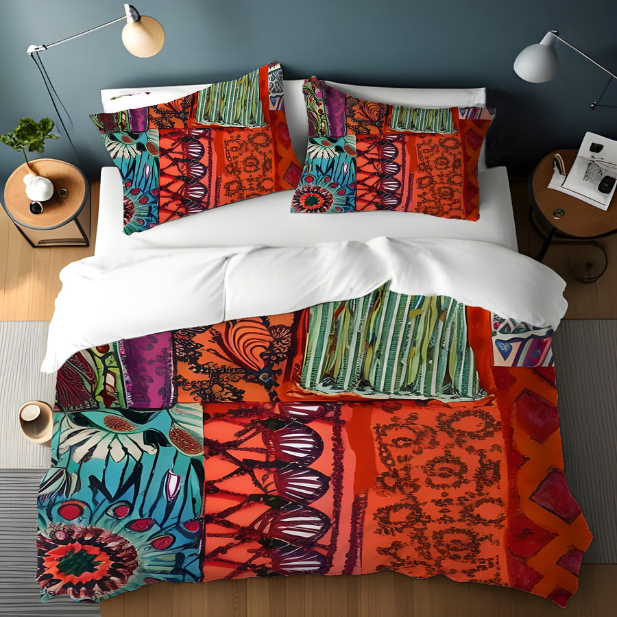Multicolor Patchwork Textile Pattern Duvet Cover