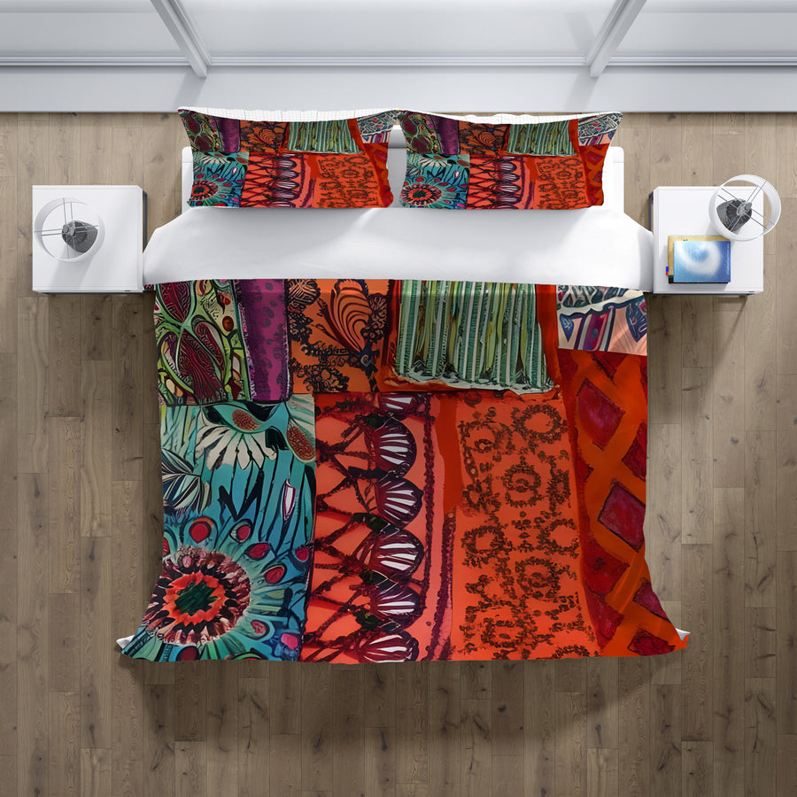 Multicolor Patchwork Textile Pattern Duvet Cover