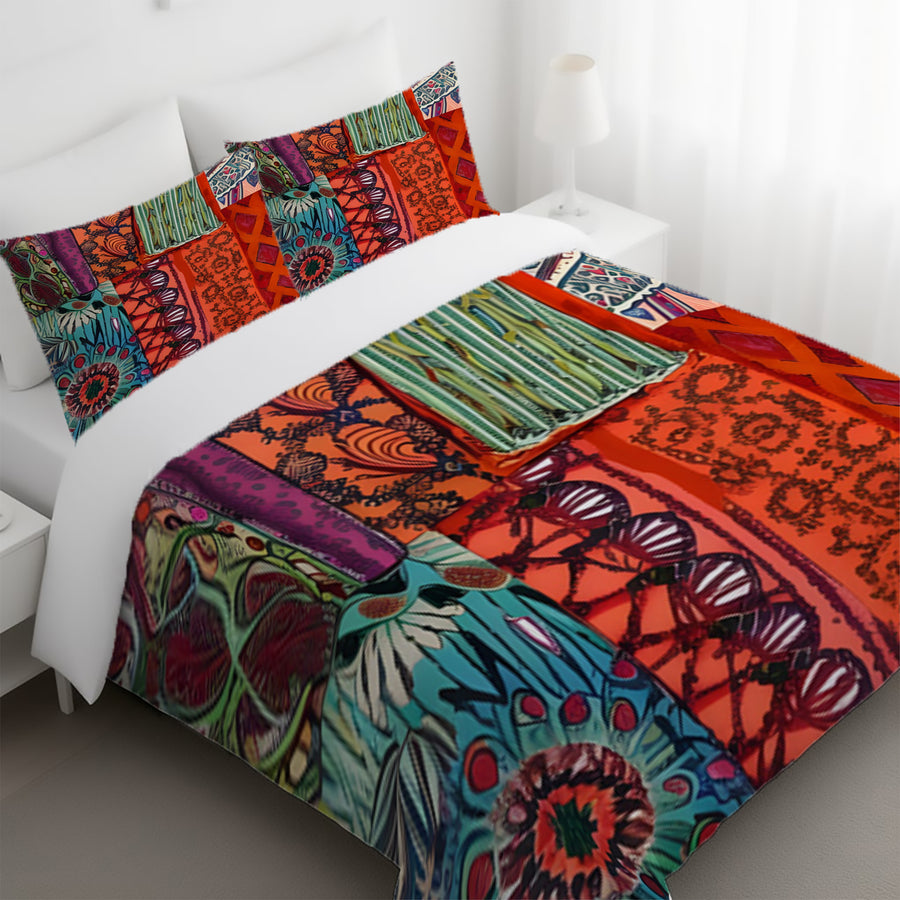 Multicolor Patchwork Textile Pattern Duvet Cover