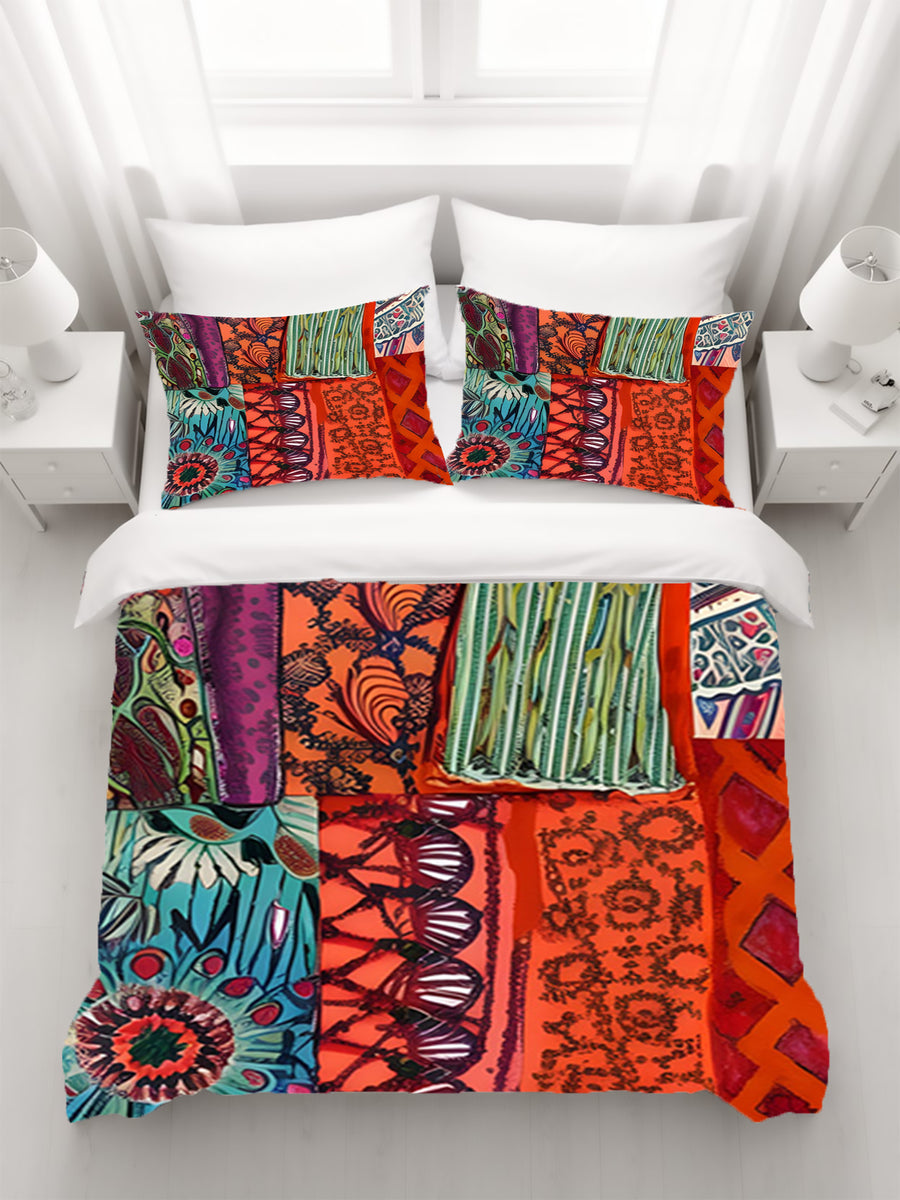Multicolor Patchwork Textile Pattern Duvet Cover