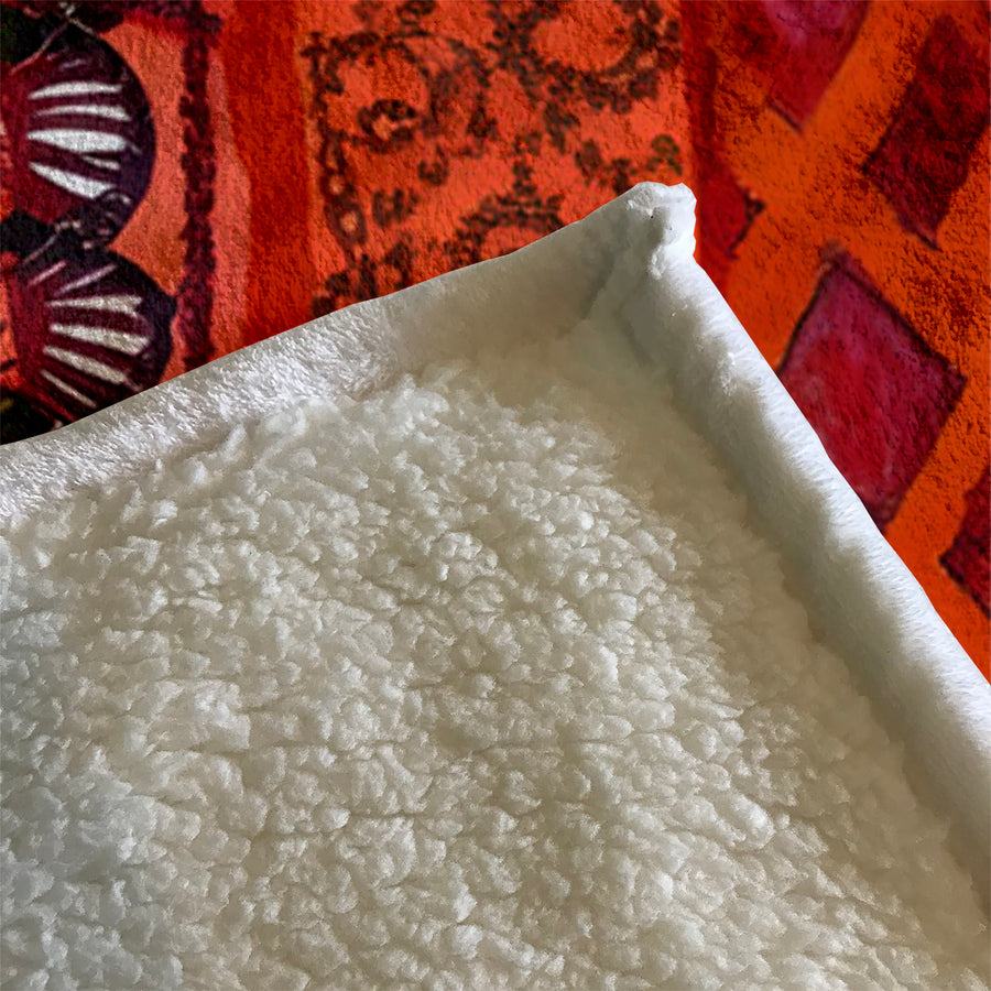 Multicolor Patchwork Textile Pattern Fleece Sherpa Blanket