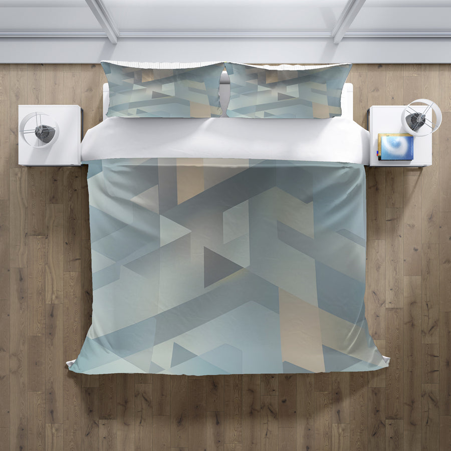 Blue Geometric Facet Pattern Duvet Cover