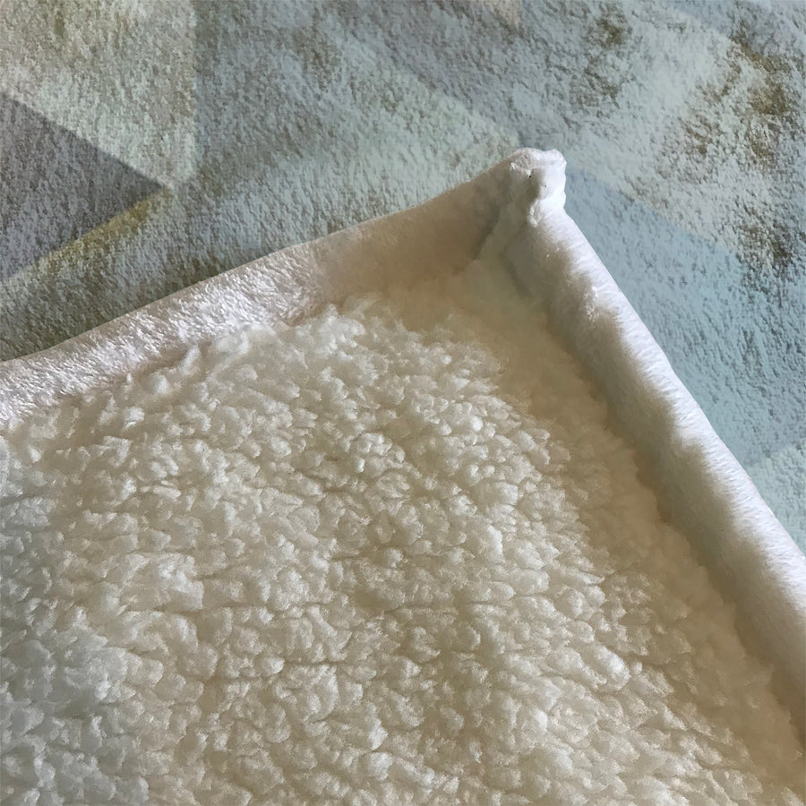 Blue Geometric Facet Pattern Fleece Sherpa Blanket