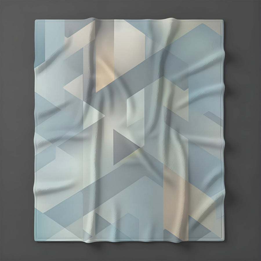Blue Geometric Facet Pattern Fleece Sherpa Blanket
