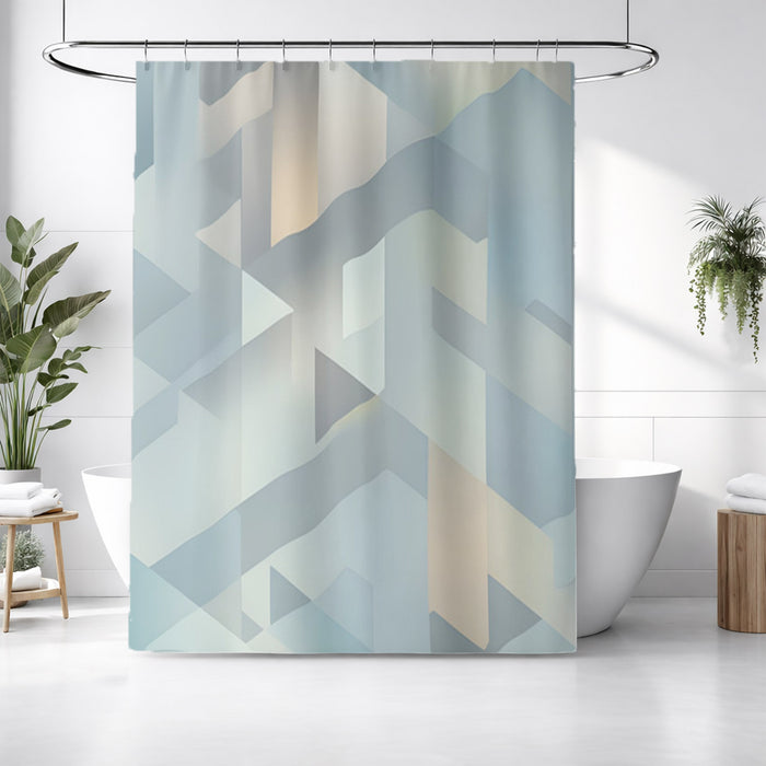 Blue Geometric Facet Pattern Shower Curtain