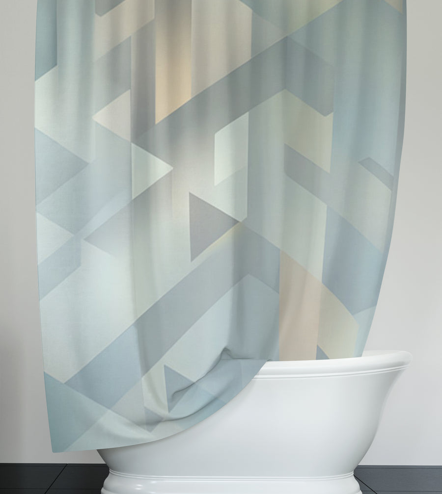 Blue Geometric Facet Pattern Shower Curtain