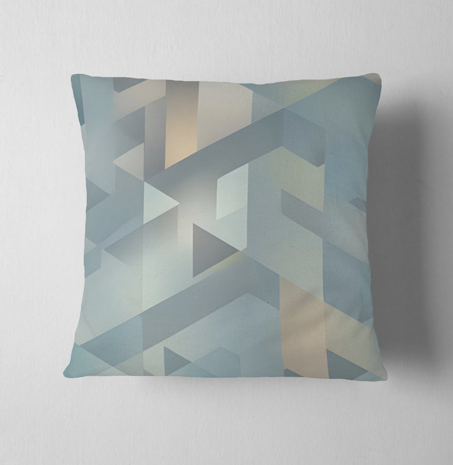 Blue Geometric Facet Pattern Throw Pillow Cover