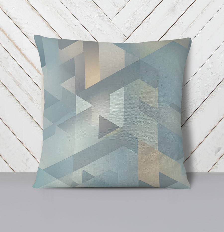Blue Geometric Facet Pattern Throw Pillow Cover