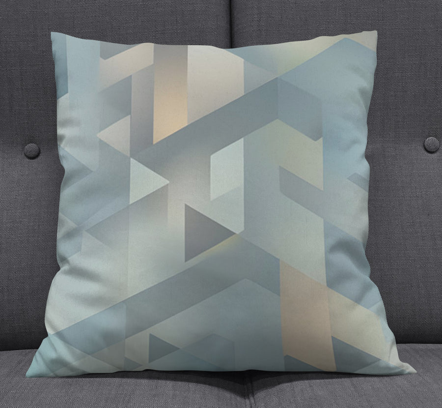 Blue Geometric Facet Pattern Throw Pillow Cover