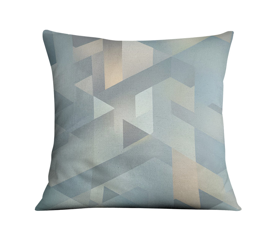 Blue Geometric Facet Pattern Throw Pillow Cover