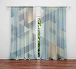 Abstract Shapes Window Curtains - Blue Tone Geometric Shapes Design - Deja Blue Studios