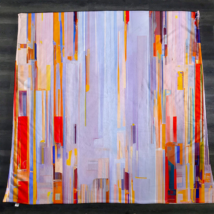 Multicolor Vertical Pixel Stripe Pattern Fleece Sherpa Blanket