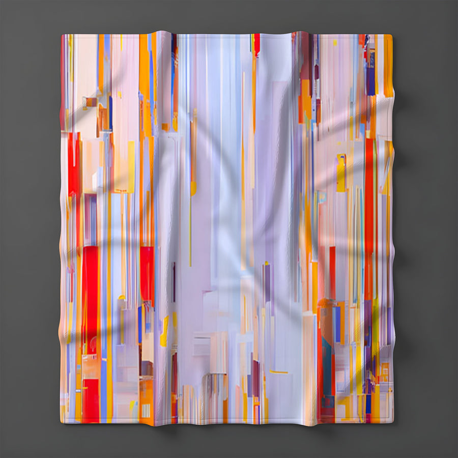 Multicolor Vertical Pixel Stripe Pattern Fleece Sherpa Blanket