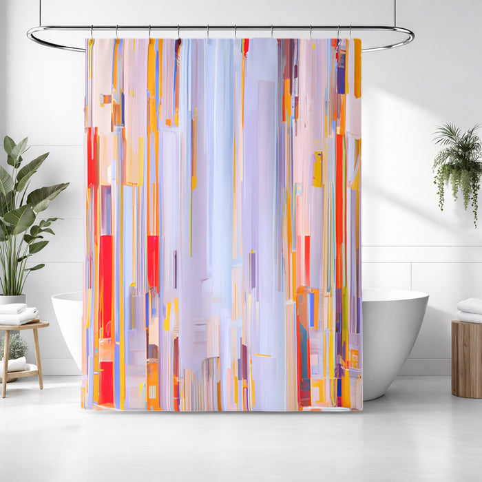Multicolor Vertical Pixel Stripe Pattern Shower Curtain