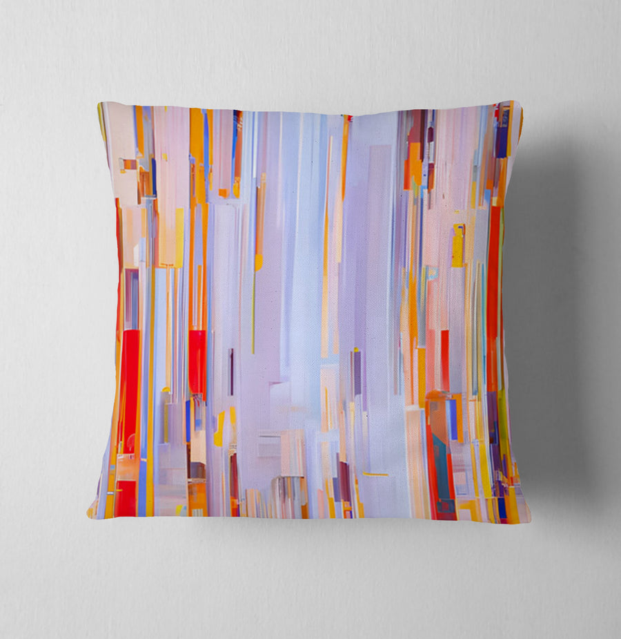 Multicolor Vertical Pixel Stripe Pattern Throw Pillow Cover