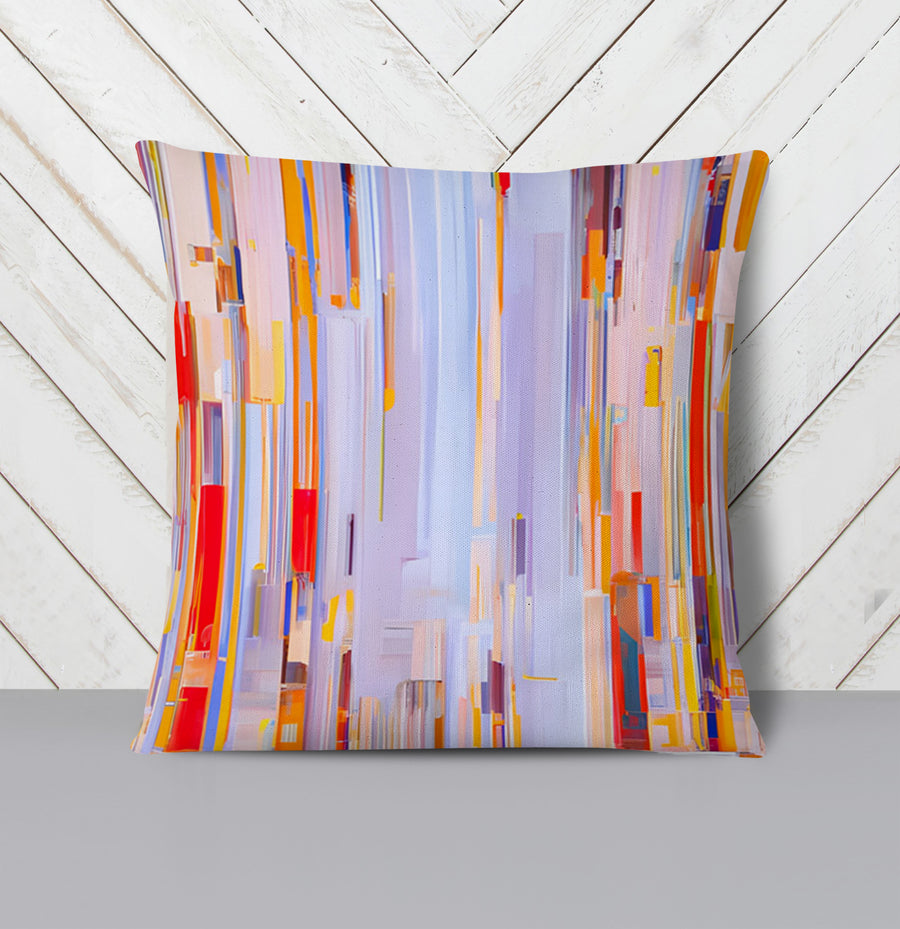 Multicolor Vertical Pixel Stripe Pattern Throw Pillow Cover