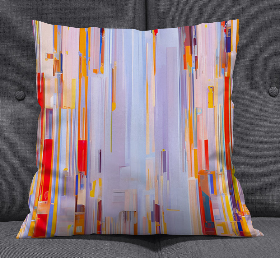 Multicolor Vertical Pixel Stripe Pattern Throw Pillow Cover